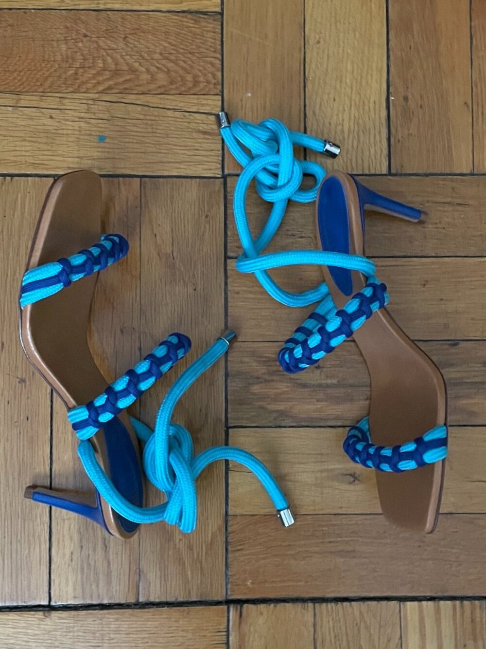 Schutz Kirah Blue Rope Wrap High Heel Sandals 7
